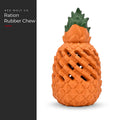 Ration Rubber Chew in orange natural rubber, shaped like a pineapple, showing the ribbed surface and the open lattice channels, under a Red Wolf Co. title panel