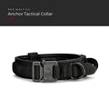 Blackout — Anchor Tactical Collar in Blackout with metal quick-release buckle, metal D-ring and control handle, under a Red Wolf Co. title banner