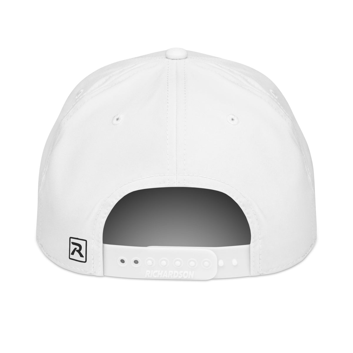 White/Black Red Wolf Rope Cap, back view showing the adjustable snapback closure