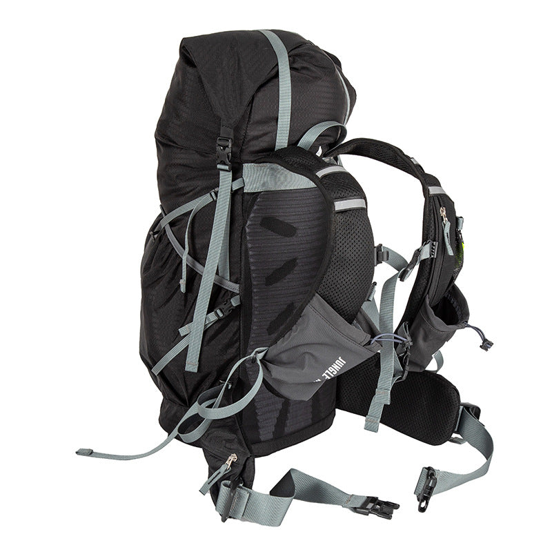 Blackout — Switchback 30L Trail Pack from behind, showing the ventilated mesh back panel, padded shoulder harness and hip belt