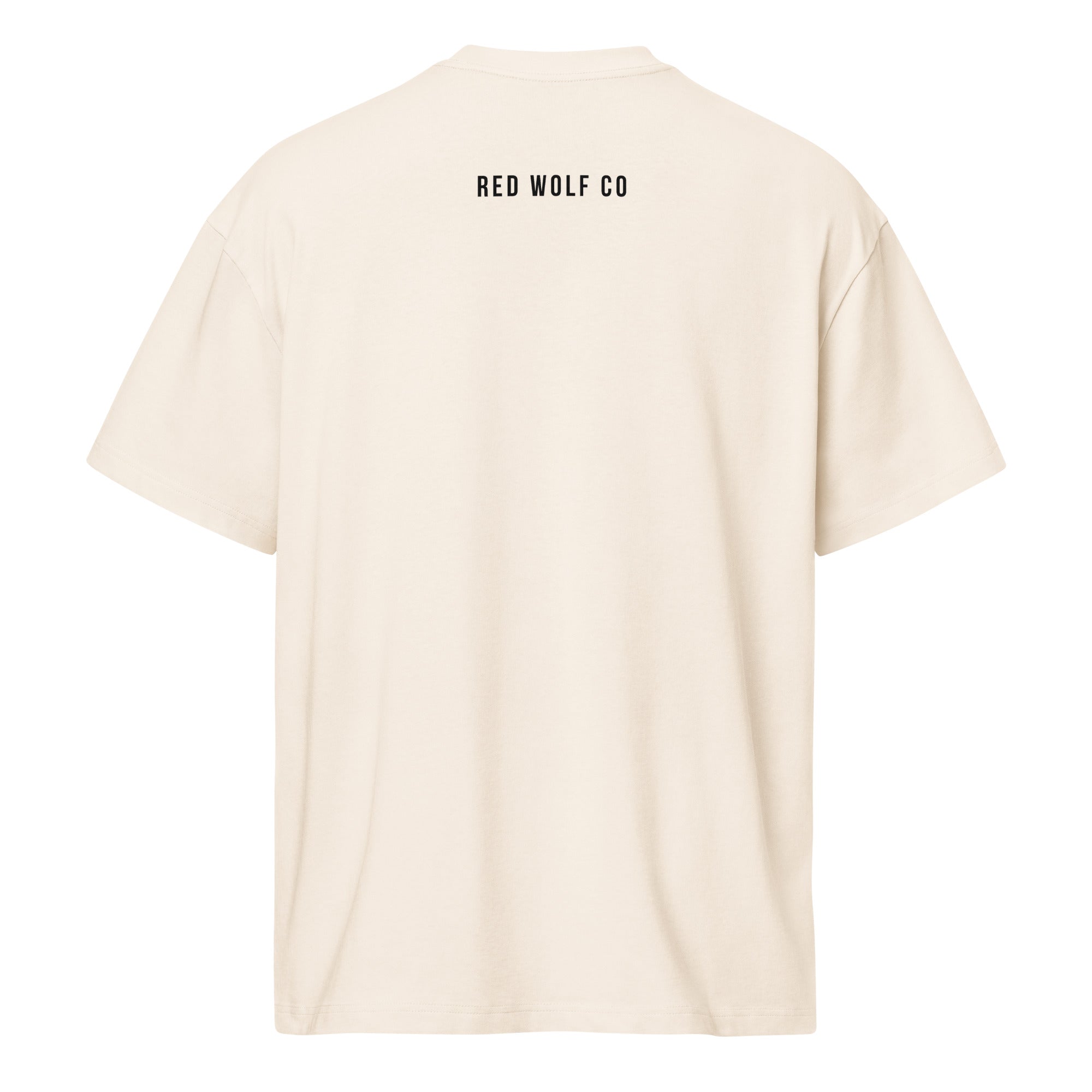 Vintage White Red Wolf Flag Tee, back view, showing the oversized boxy cut